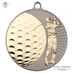 Golf 'Two Colour' Medal Matt Sil/Gld 2.75in