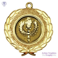 Laurel Wreath Edged Medal Gold 1.75in