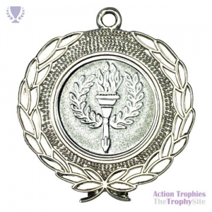 Laurel Wreath Edged Medal Silver 1.75in
