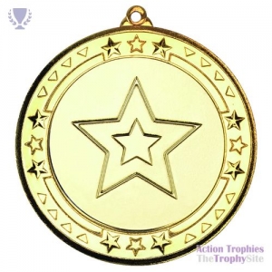 Tri Star Medal Gold 2.75in