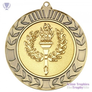 Wreath Medal (2in Centre) Antique Gold 2.75in