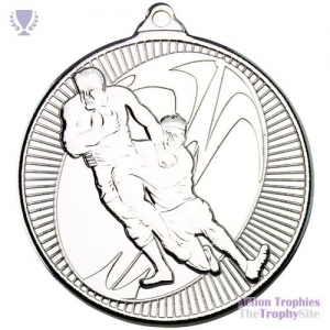 Rugby 'Multi Line' Medal Silver 2in