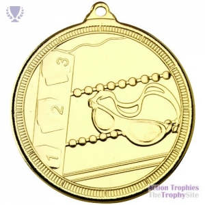 Swimming 'Multi Line' Medal Gold 2in
