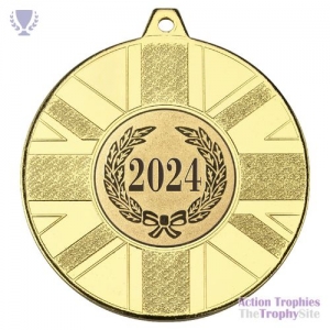 Union Flag Medal Gold 2in