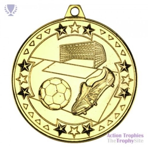 Football 'Tri Star' Medal Gold 2in