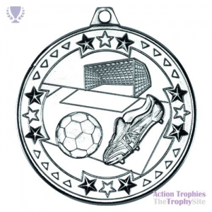 Football 'Tri Star' Medal Silver 2in