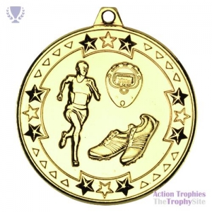 Running 'Tri Star' Medal Gold 2in