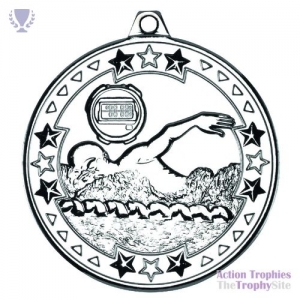 Swimming 'Tri Star' Medal Silver 2in
