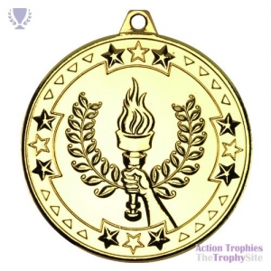 Victory Torch 'Tri Star' Medal Gold 2in