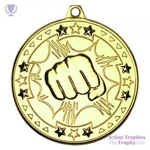 Martial Arts 'Tri Star' Medal Gold 2in