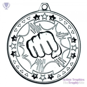 Martial Arts 'Tri Star' Medal Silver 2in