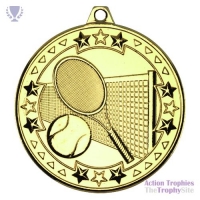 Tennis 'Tri Star' Medal Gold 2in