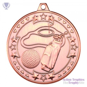 Golf 'Tri Star' Medal Bronze 2in