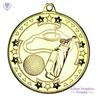 Golf 'Tri Star' Medal Gold 2in