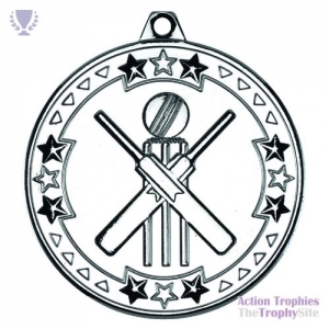 Cricket 'Tri Star' Medal Silver 2in