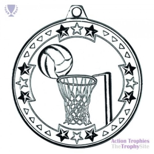 Netball 'Tri Star' Medal Silver 2in