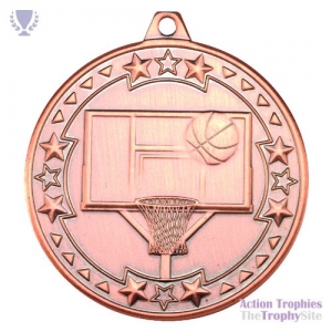 Basketball 'Tri Star' Medal Bronze 2in