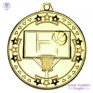 Basketball 'Tri Star' Medal Gold 2in