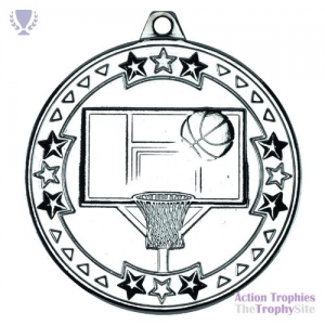 Basketball 'Tri Star' Medal Silver 2in