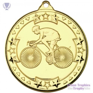 Cycling 'Tri Star' Medal Gold 2in