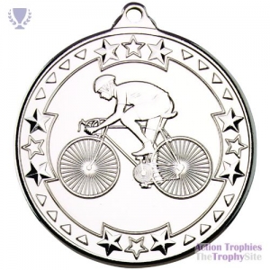 Cycling 'Tri Star' Medal Silver 2in