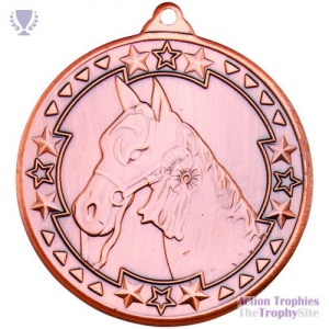 Horse 'Tri Star' Medal Bronze 2in