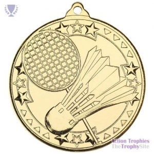 Badminton 'Tri Star' Medal Gold 2in