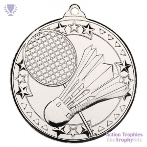 Badminton 'Tri Star' Medal Silver 2in