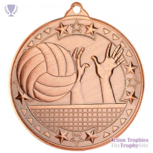 Volleyball 'Tri Star' Medal Bronze 2in