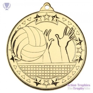 Volleyball 'Tri Star' Medal Gold 2in