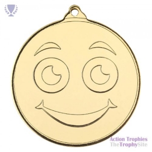 Smiley Face Gold Medal 2in