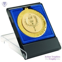 Black/Clear Medal Box Large (50/60/70mm Blue insert) 4.75in