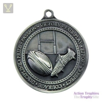 Olympia Rugby Medal Antique Silver 60mm