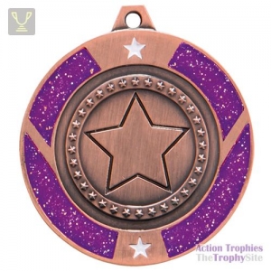 Glitter Star Medal Bronze & Purple 50mm