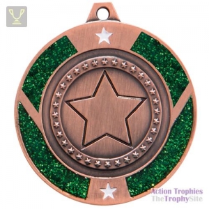 Glitter Star Medal Bronze & Green 50mm