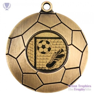 Domed Football Medal Ant Gold 2in