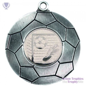Domed Football Medal Ant Silver 2in