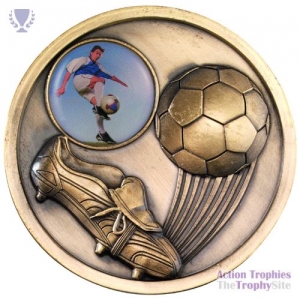 Football & Boot Medal Ant Gold 2.75in