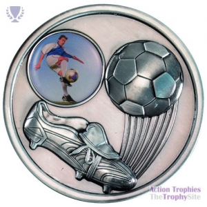 Football & Boot Medal Ant Silver 2.75in