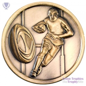 Rugby Medal Ant Gold 2.75in