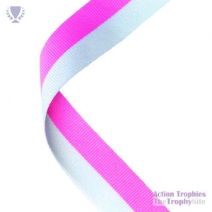 Medal Ribbon Pink/White 30x0.875in