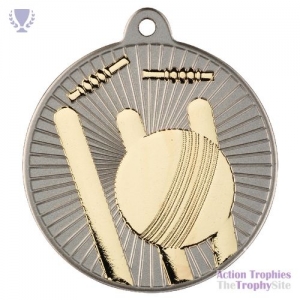 Cricket 'Two Colour' Medal Matt Sil/Gld 2in