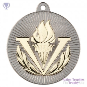 Victory Torch 'Two Colour' Medal Matt Sil/Gld 2in