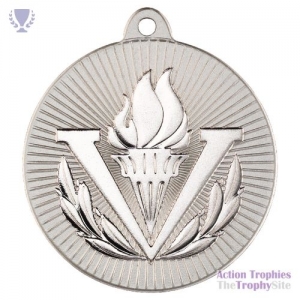 Victory Torch 'Two Colour' Medal Matt Sil/Sil 2in