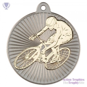 Cycling 'Two Colour' Medal Matt Sil/Gld 2in