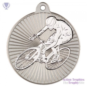 Cycling 'Two Colour' Medal Matt Sil/Sil 2in