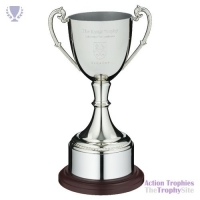 Nickel Plated Cup on Round Plinth with Band 9.5in