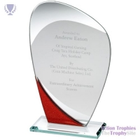 Jade Glass Plaque Red/Silver 7.25in