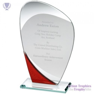 Jade Glass Plaque Red/Silver 8in