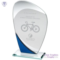 Jade Glass Plaque Blue/Silver 7.25in